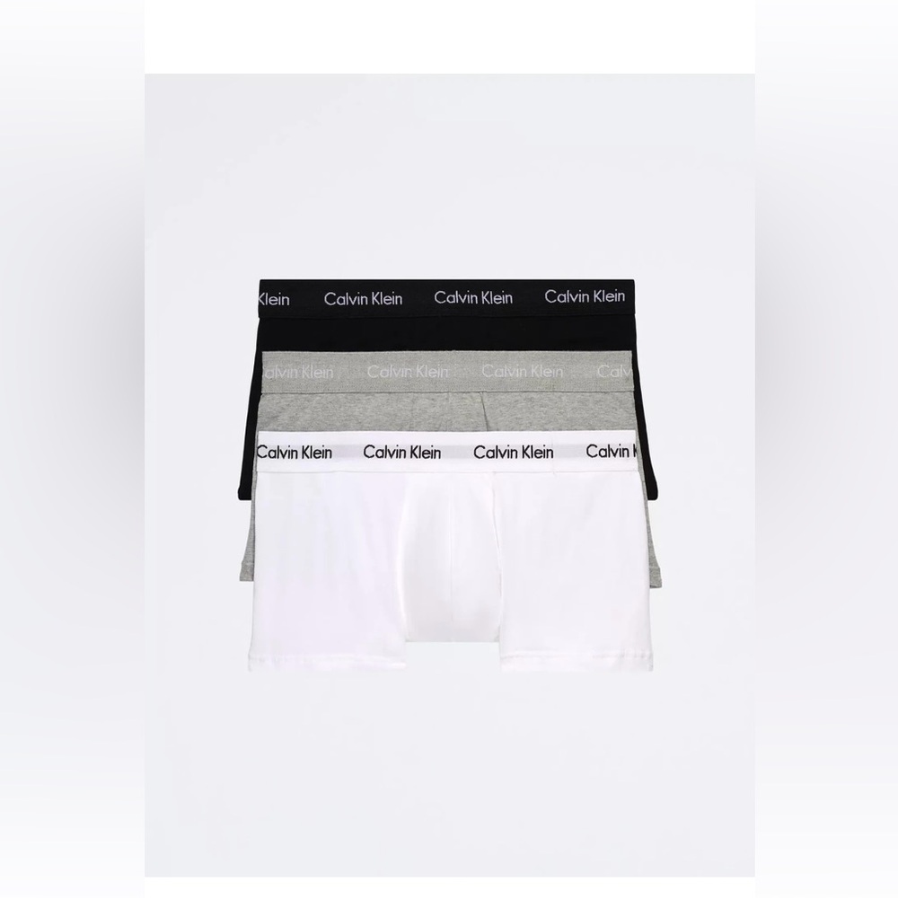 Calvin Klein Men's Underwear Trunks 3 Pack Cotton White/Blk/Gry, XXL